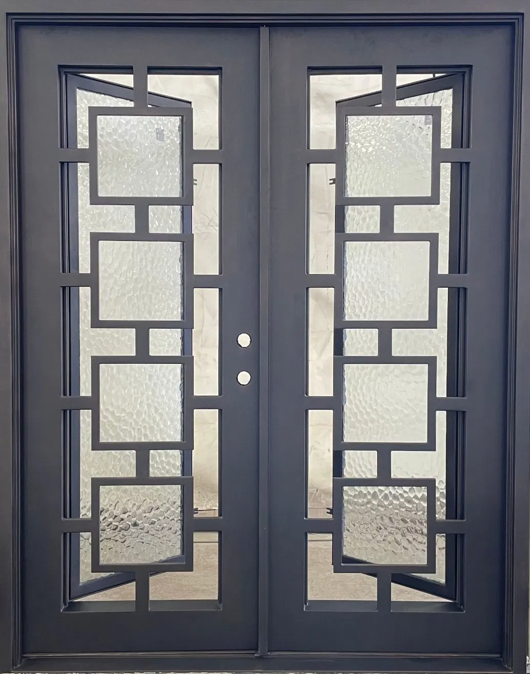 New Design Double Main Glass Door Steel Wrought Iron Doors