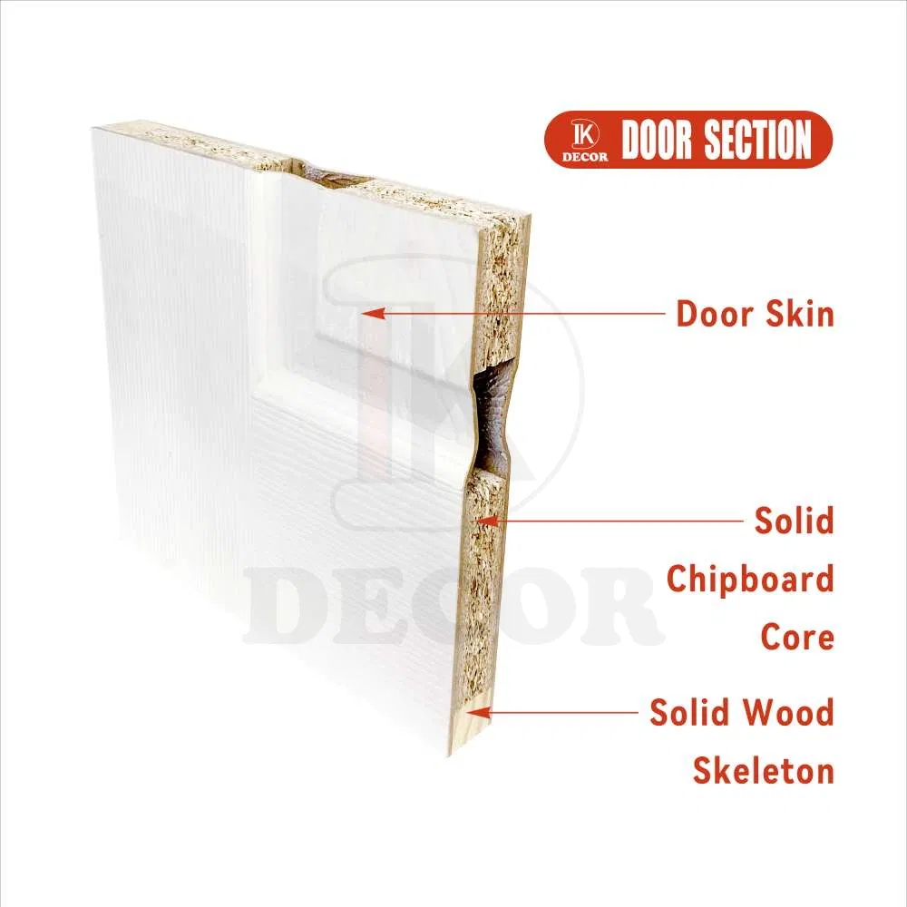 4 Panel 8 FT Interior Wooden Prehung Hollow Core Moulded Door for House