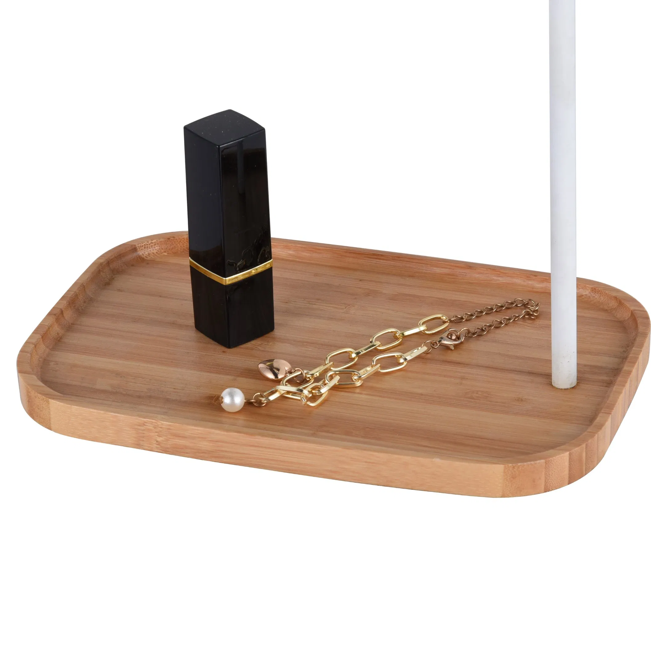 Environmental Protection Desktop Storage cosmetic Bamboo Base Standing Round Makeup Mirror with Two Sides