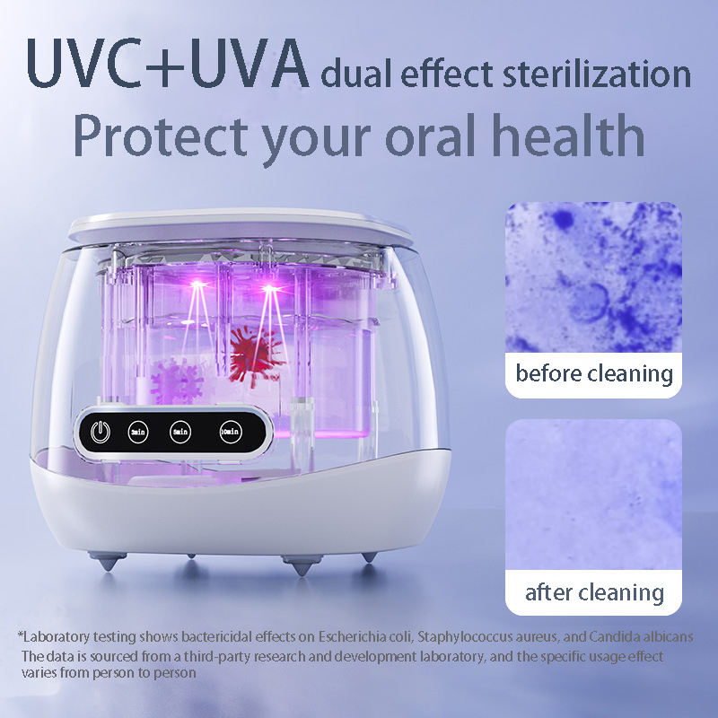 Dentures Jewelry Household UV Light 52kHz 2000mAh Deep Cleaning Electric Ultrasonic Cleaner
