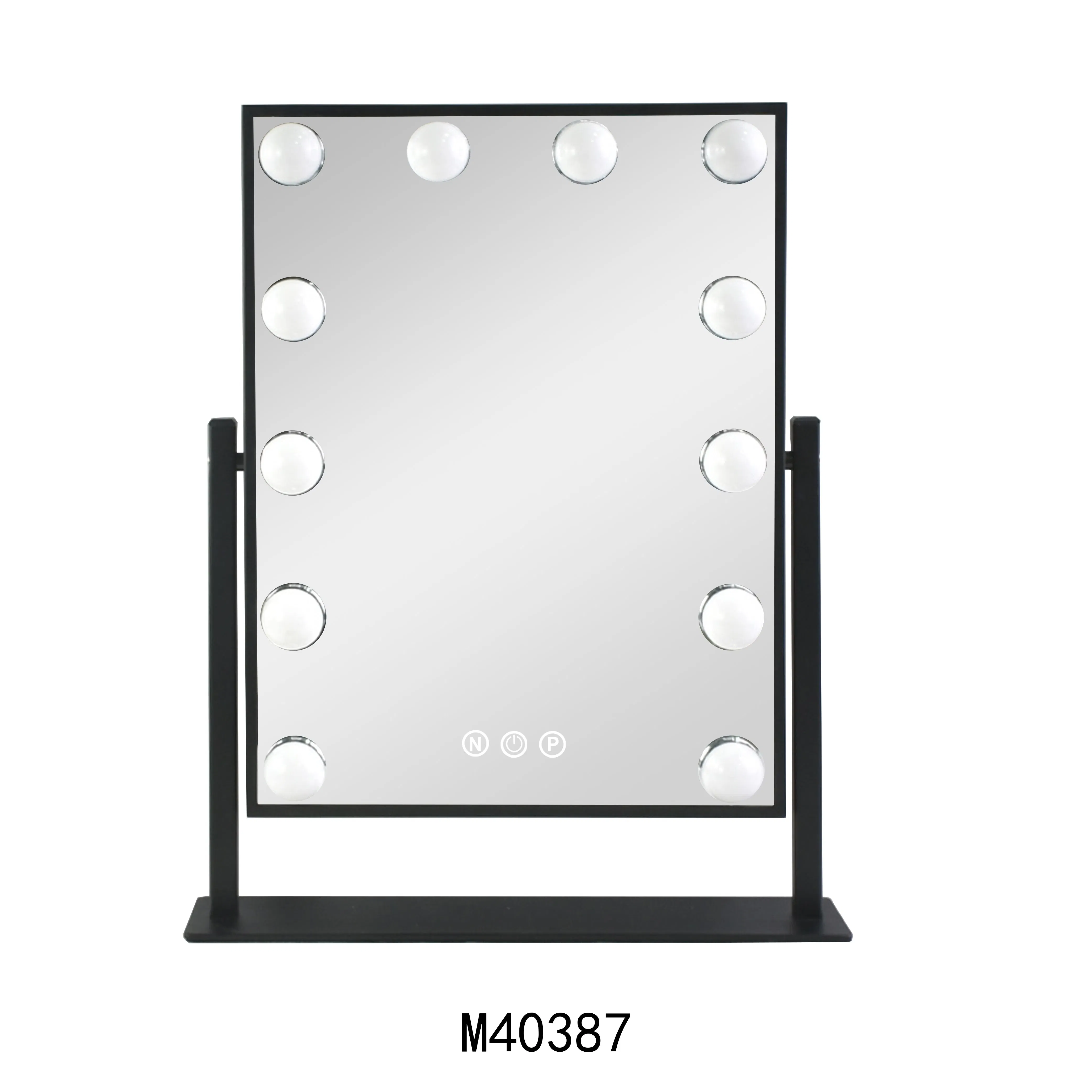 Super Bright Desk Freestand Metal Frame Vanity LED Mirror with Bulbs