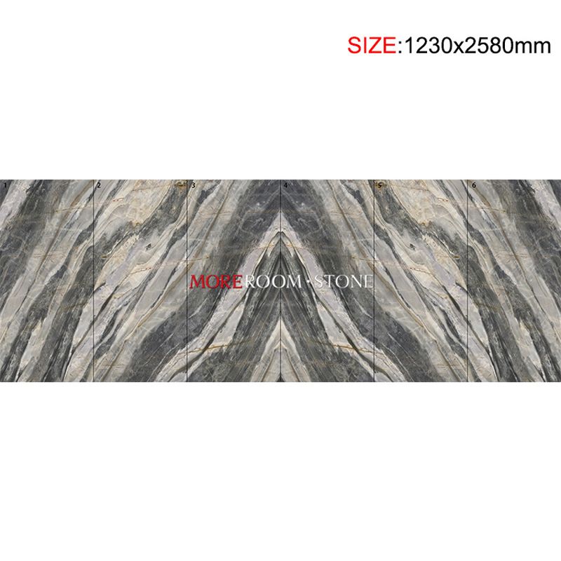 Керамогранитная плита Bookmatch Grey Marble 1230x2580мм