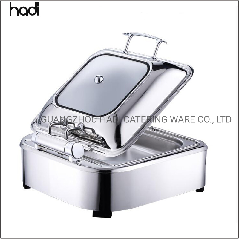 Hotel & Restaurant Supplies Wholesale Hotel Stainless Steel Induction Buffet Food Warmer Chafing Dishes Silver Rectangular Heating Buffet Electric Chafing Dish