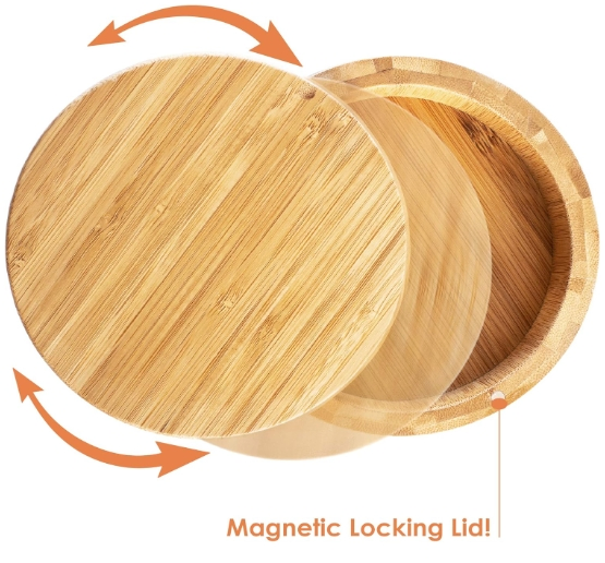 Bamboo Cocktail Margarita Salt Rimmer Barkeeper's Salt Box with Magnetic Swivel Lid