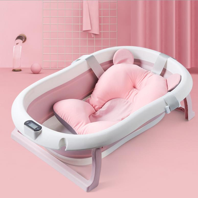 Temperature Sensing Baby Bathtub Household Baby Foldable Bathtub Sitting Lying Large Newborn Child Kid Products