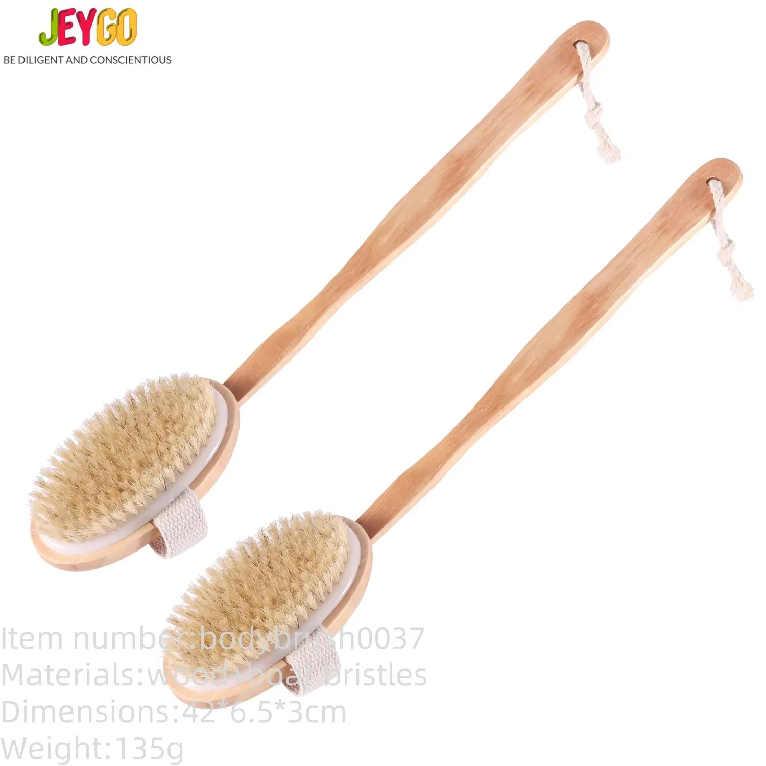 High-Quality Wooden Long-Handled Dry Body Scrub Massage Bath Brush
