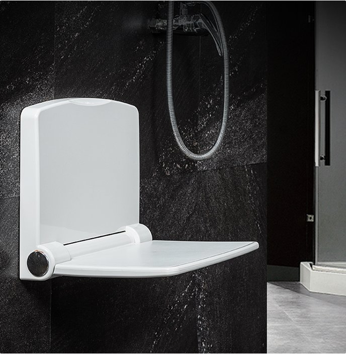 Simple White Color Wall Mounted Fold-up Shower Chair for Disable