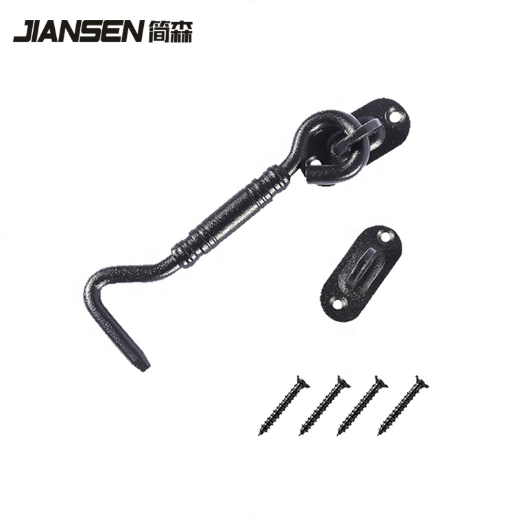 Wholesale Heavy Duty Barn Door Lock Black Carbon Steel Hook Lock Sliding Door Partition Door Lock Hook Suitable for Barn Door