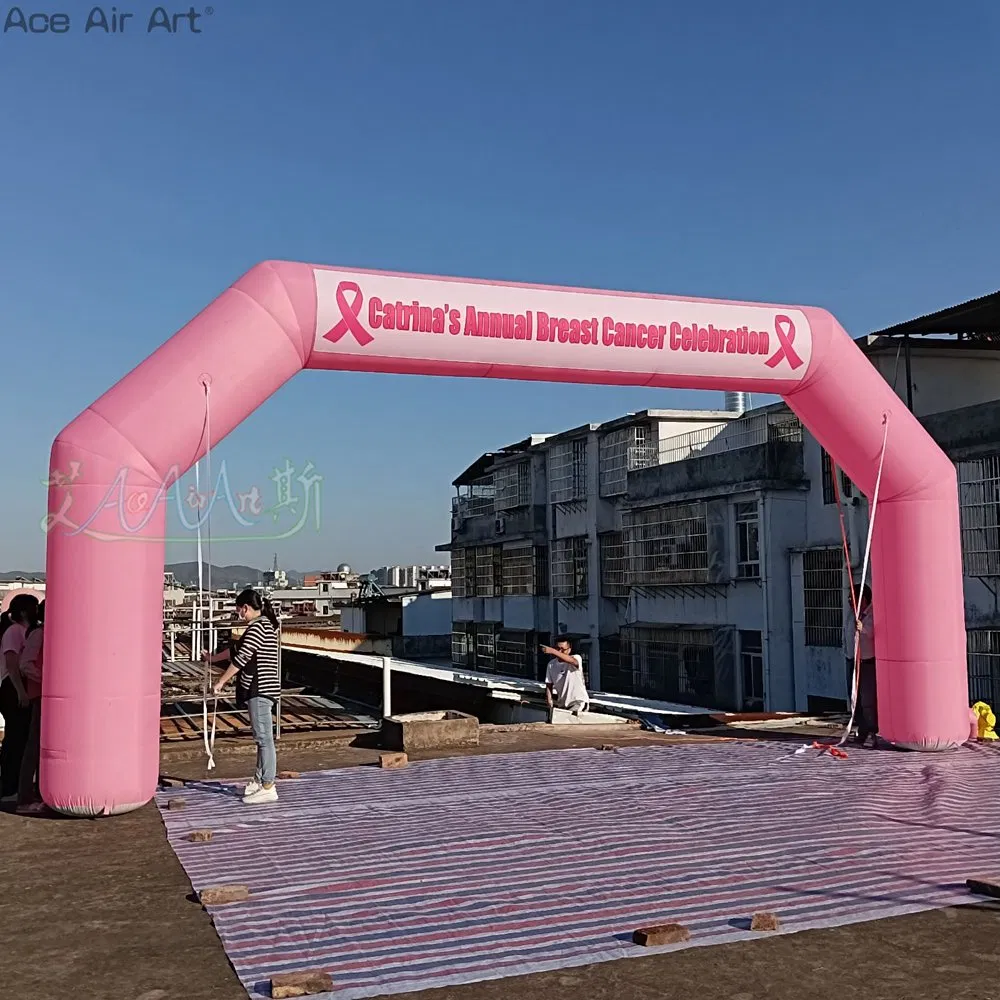 8*4m H Inflatable Anti-Breast Cancer Awareness Arch Advertising Archway for Outdoor Events