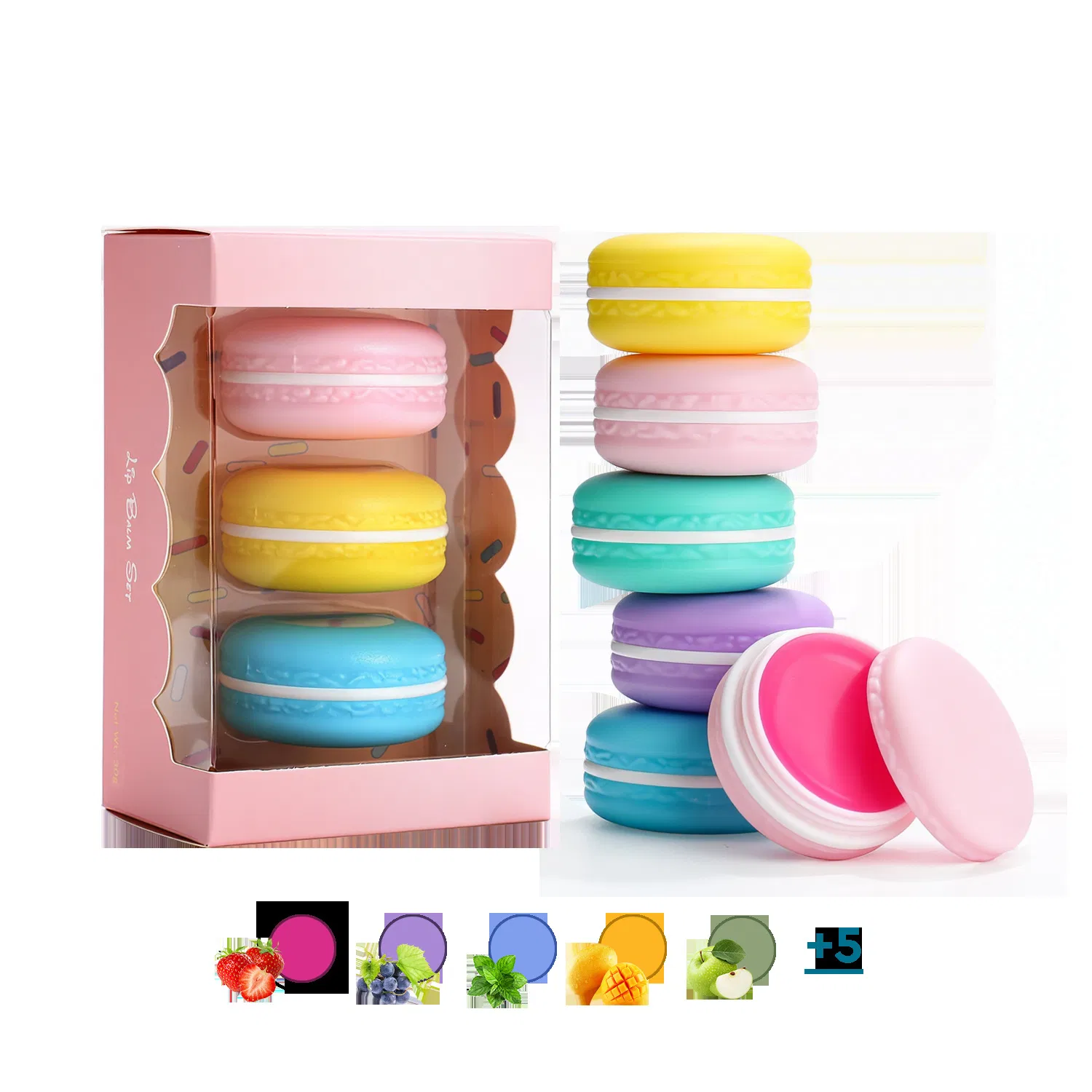 Organic Lip Balm Sets Moisturizing Vegan Cruelty-Free Makeup Macaron Lip Balm Gift Set Private Label