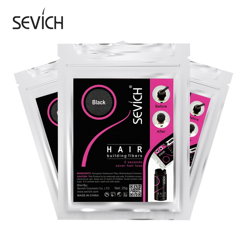 Private Brand Nature Cotton Black Hair Building Fibers Refill Bags
