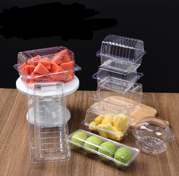 Food Grade Plastic Transparent Box with Lid Supermarket Fruits Vegetables Packaging