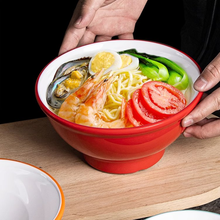 Modern Round Japanese Melamine Bowl Soup Noodle Plastic Bowl Restaurant Ramen Bowl