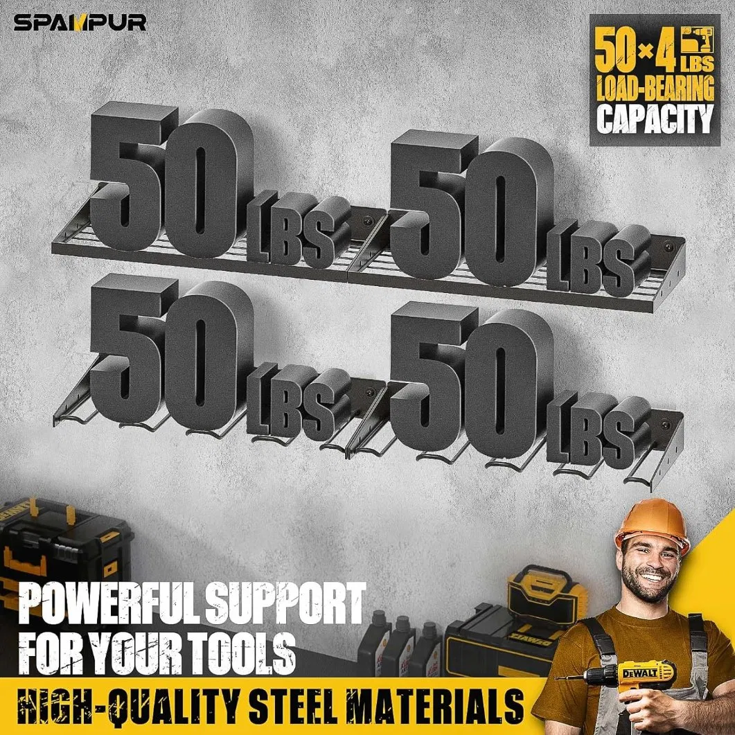 7-Slot Power Tool Rack Organizer Heavy Duty Drill Hammer Plier Holder 3 Layers