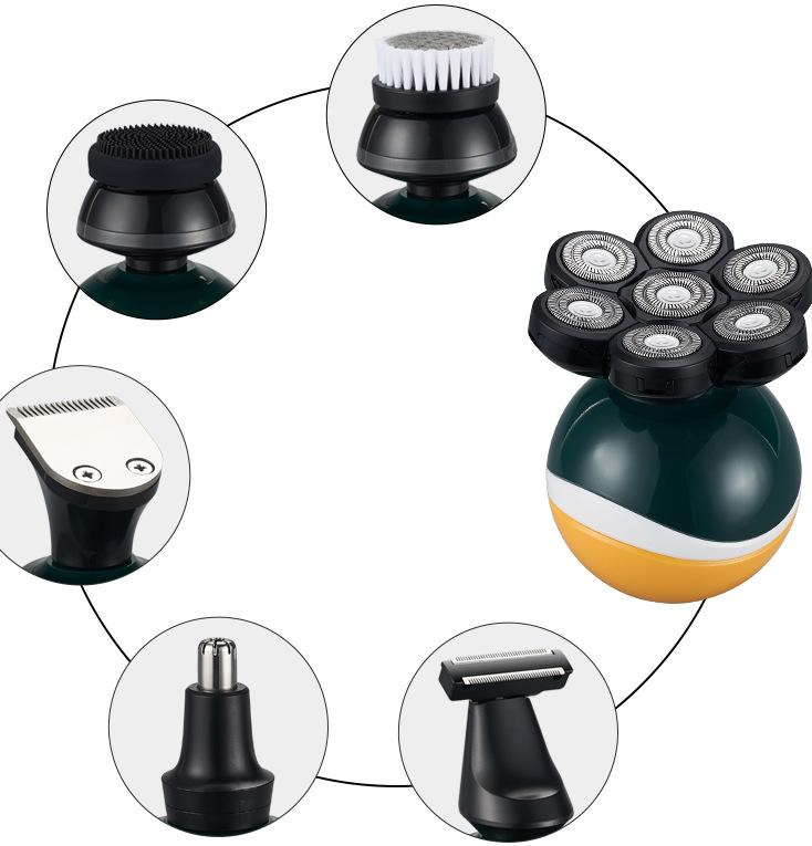 Wholesale Professional Hair Clipper Rechargeable 6 in 1 Grooming Kit 7 Blade Bald Head Shaver for Men