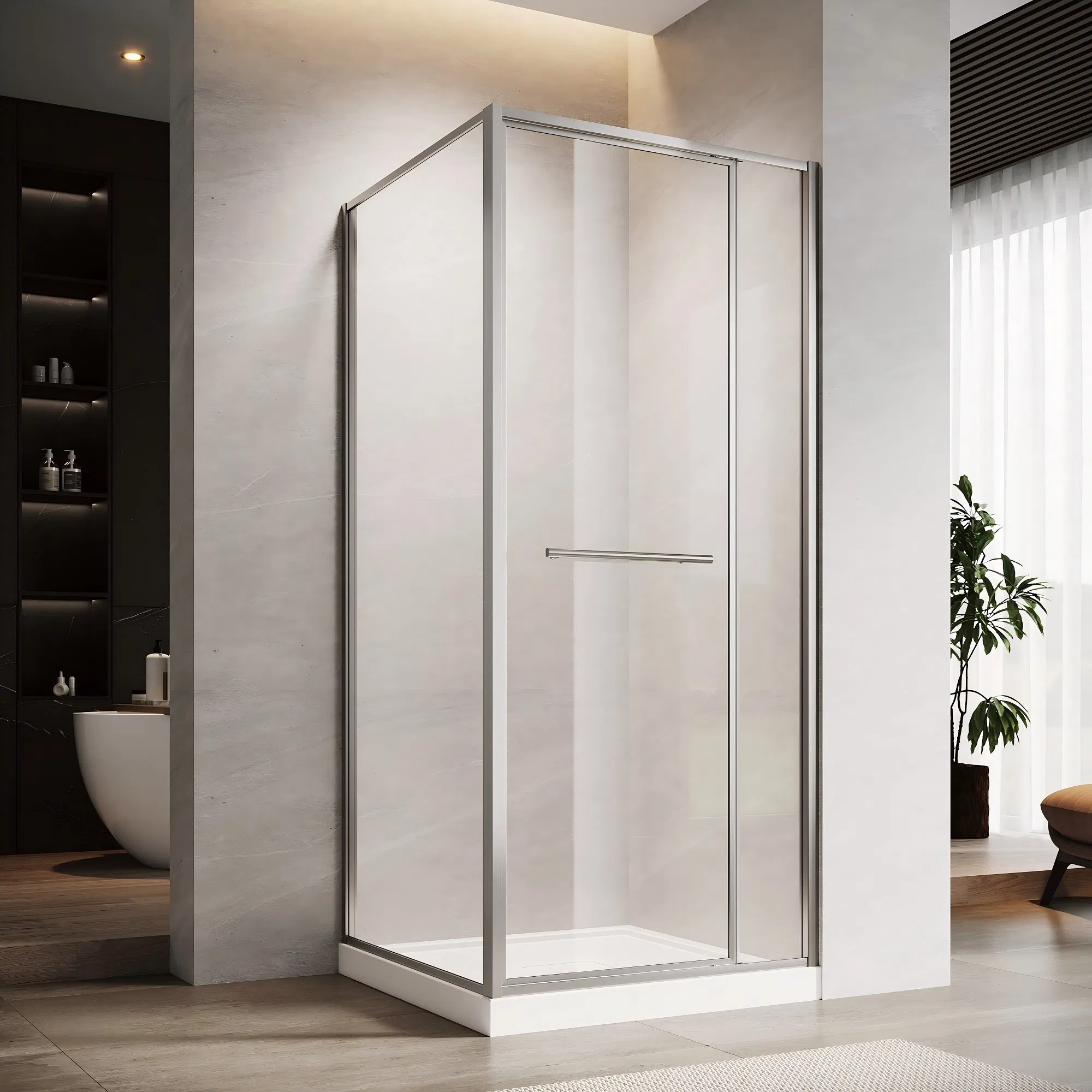 6mm 8mm Tempered Glass Aluminum Frame Shower Enclosure Single Pivot Door Square Shower Rooms