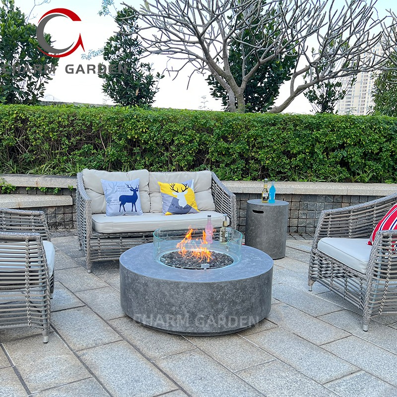Modern Stylish in Stock Original Concrete Look Propane Natural Gas Fire Bowl Outdoor Fireplace