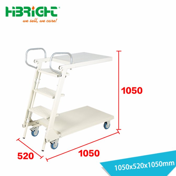 Movable Foldable Warehouse Step Ladder Trolley with Wheels