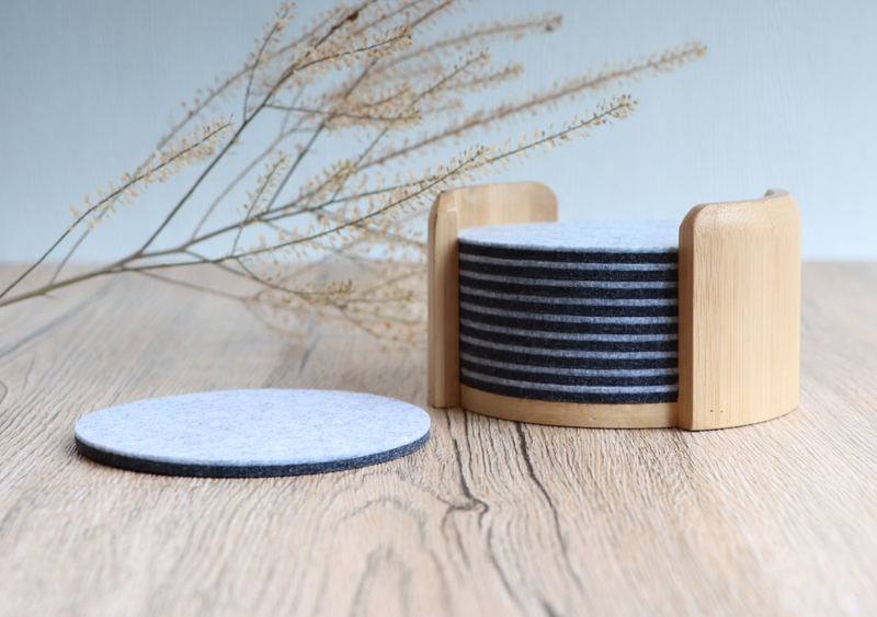 Customized Design Placement Cheap Black Drink Round Coasters Felt 5mm