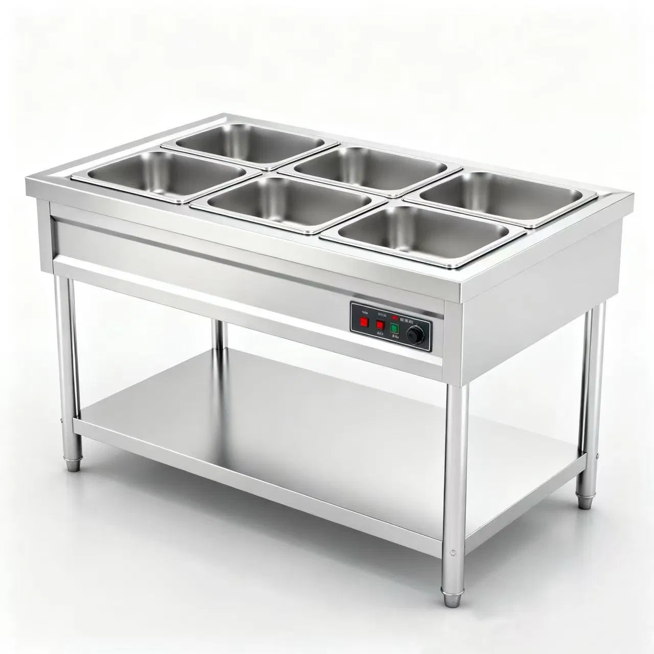 Stainless Steel Commercial Buffet Food Warmer Table with Protective Glass