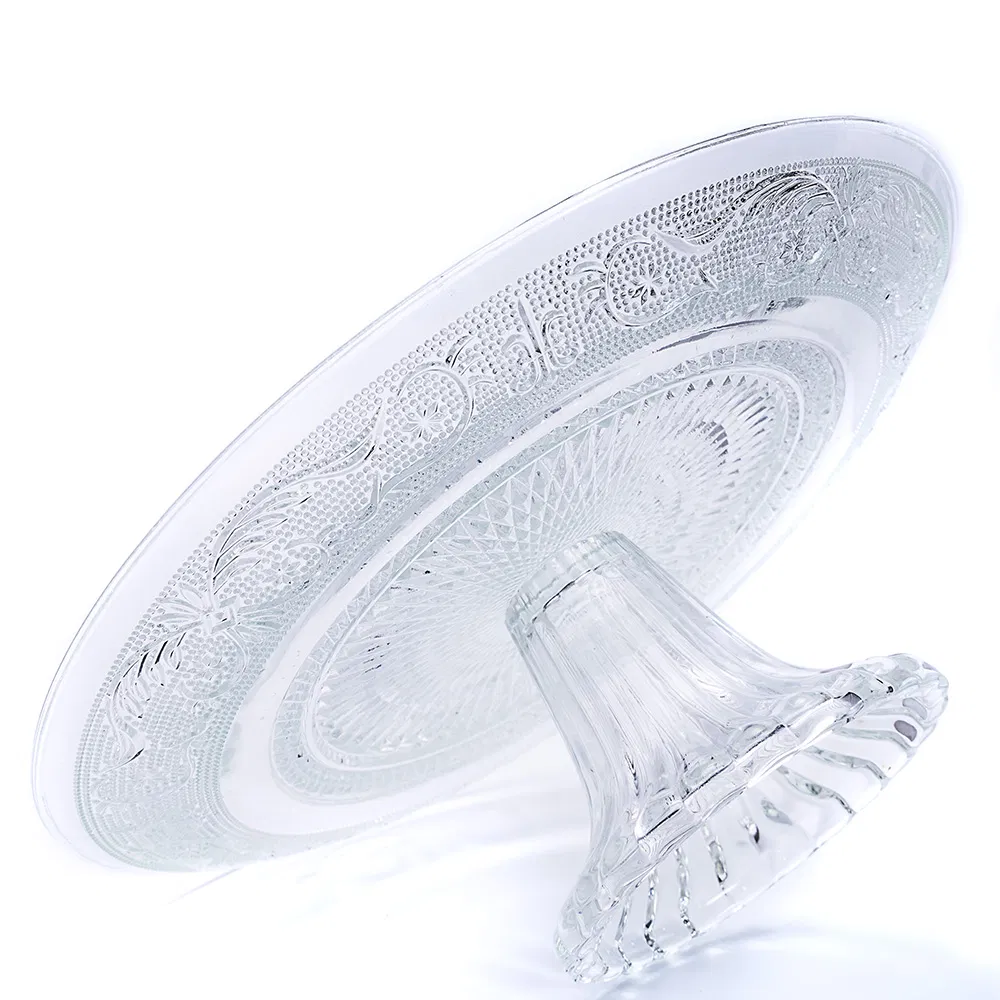 Home Party Wedding Bar Office Luxury Round Crystal Glass Pattern Nut Cake Dish Dry Fruit Glass Tray Set