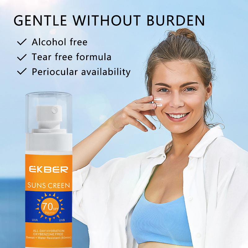 Hot Sale 60ml Natural Sun Care Organic Ingredients Physical Chemistry Sunblocking Sunscreen SPF70+++