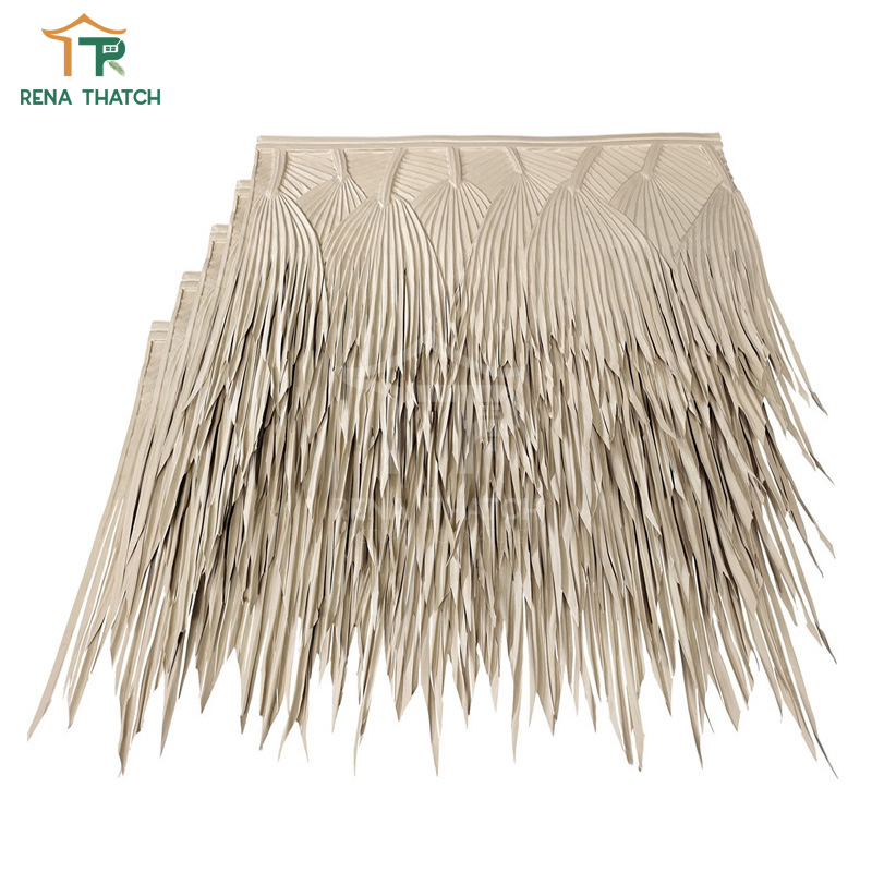 Waterproof and Fire Rated Artificial HDPE Palm Leaves Roof Synthetic Palm Leaf Factory