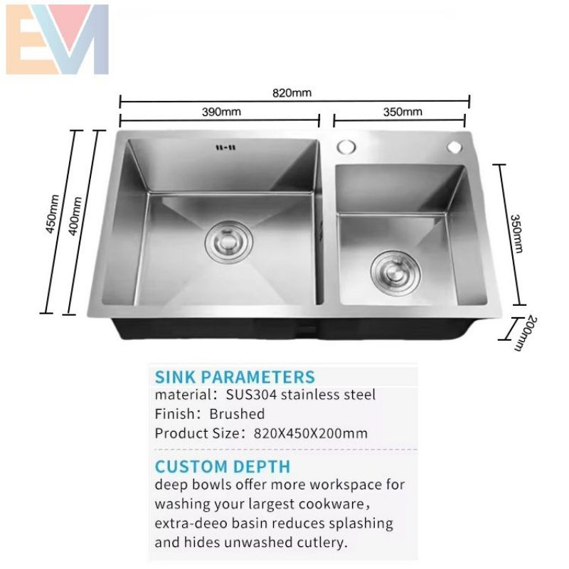Stainless Steel Double Bowl with Plate Commercial Sink Stainless Steel Work Station Kitchen Sink