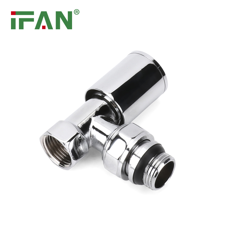 Ifan ISO15875 Brass Radiator Valve Female Thread Angle Temperature Valve Chrome Plated Radiator Valve