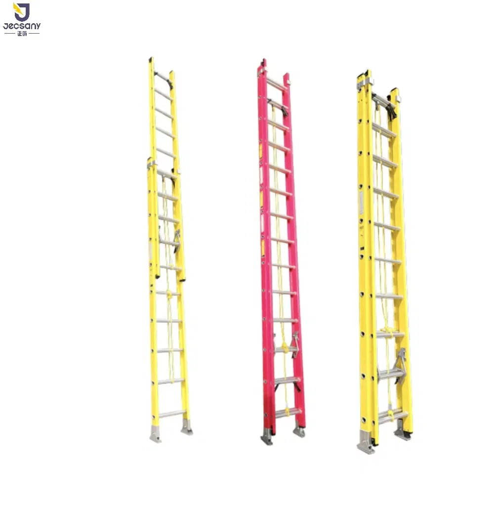 Telescopic Insulated Fiberglass Extension Ladders Multipurpose FRP Material Sliding Outdoor Ladder