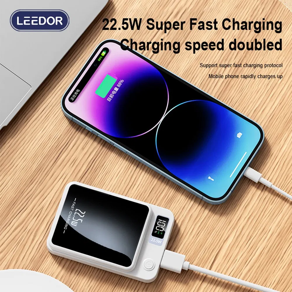 Leedor Magnetic Fast Charging Power Bank 22.5W Wired + 15W Wireless