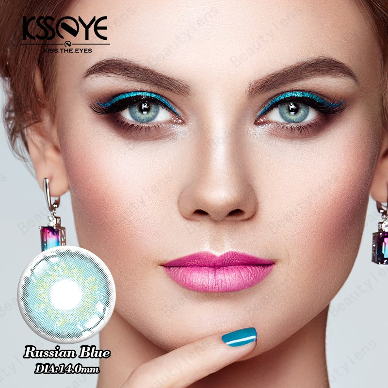 Ksseye Hot Natural Blue Color Eye Contact Lens Wholesale Cosmetic Colored Contacts Lenses