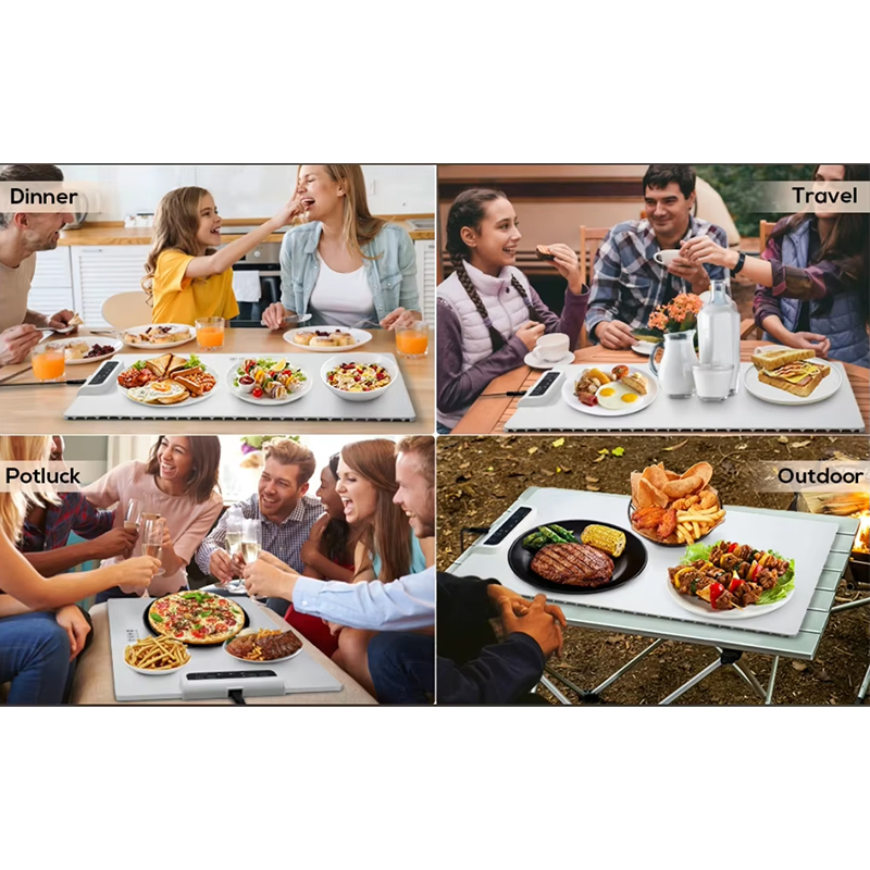 Foldable Food Warming Tray Roll up Easy Electric Heating Food Warmer Mat