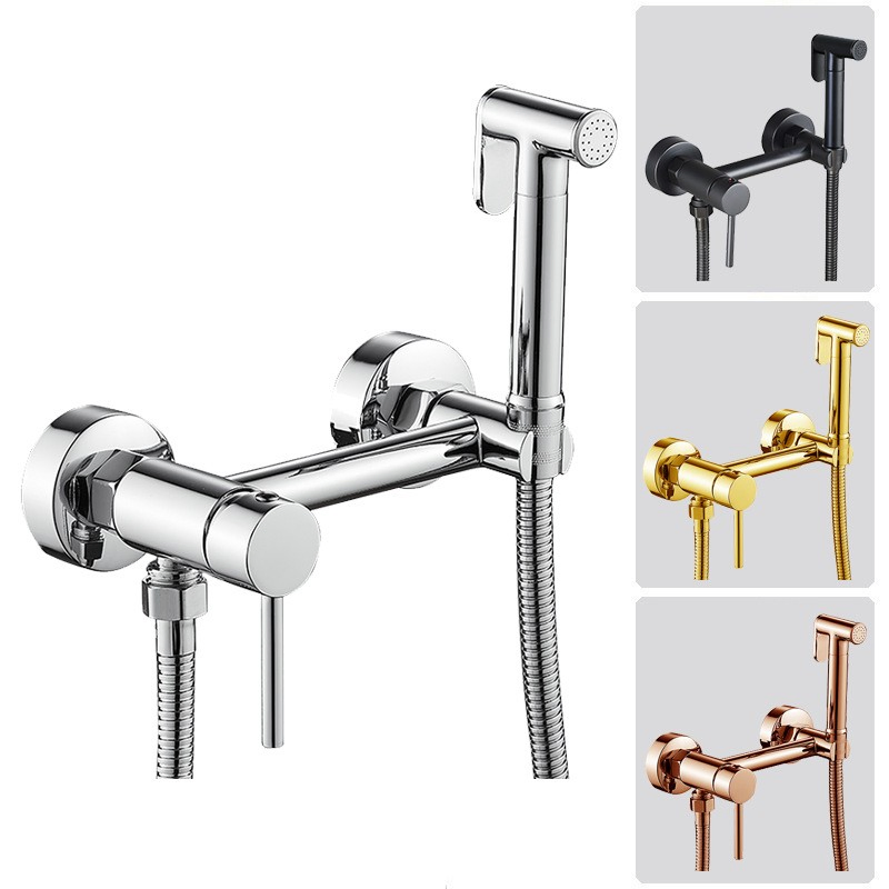 Premium Chrome Stainless Steel Wall-Mounted Bidet Sprayer Kit