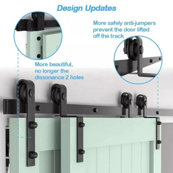 Barn Door Hardware for Furniture with Carbon Epoxy Stainless