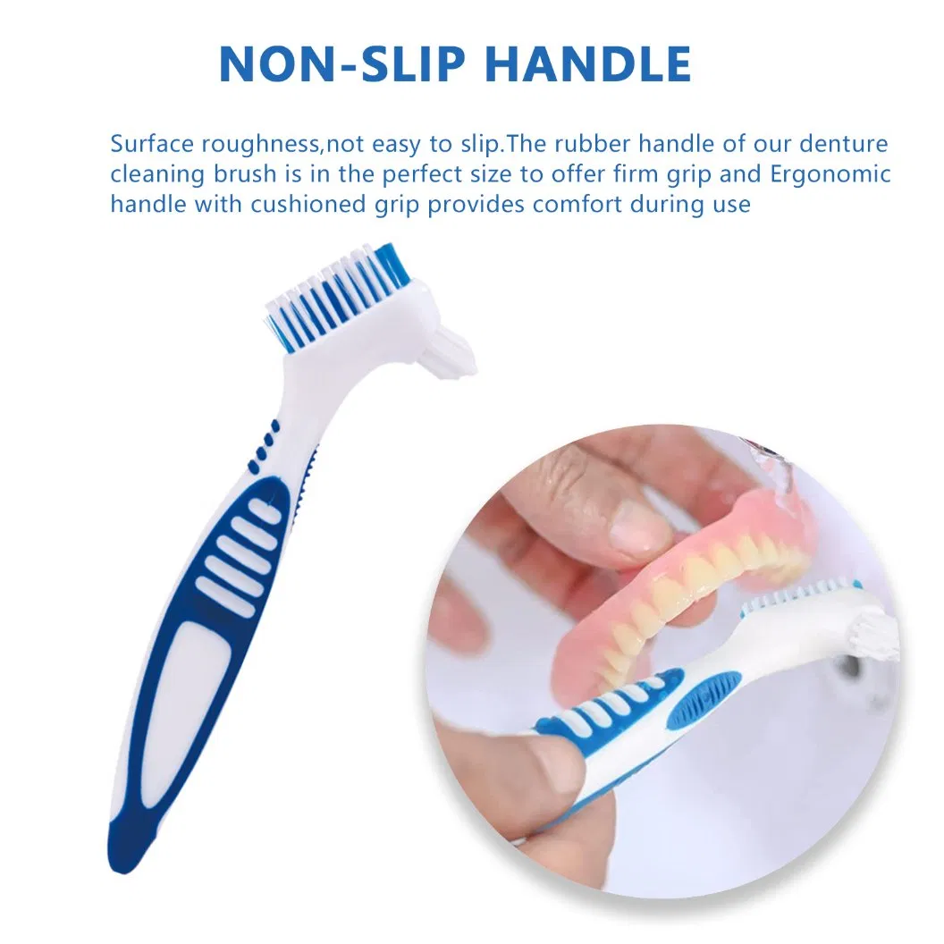 False Teeth Denture Brushes with Double Sided Denture Cleaning Toothbrush