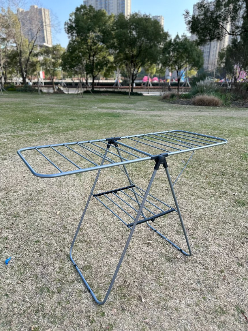 Steel Clothes Drying Rack Wing Shape Gray