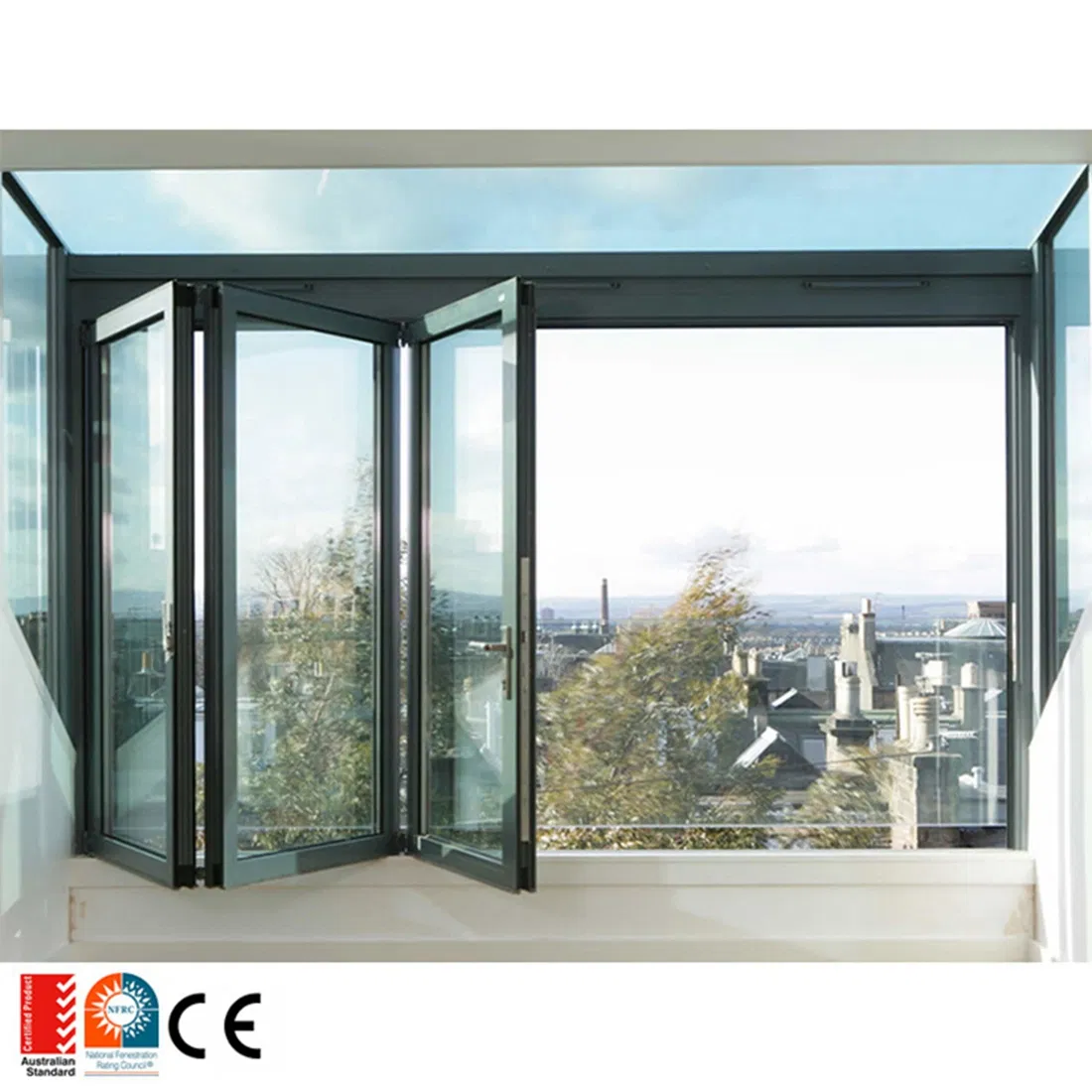 Latest Aluminum Vertical Fold Window Folding Window Shades Aluminum Vertical Folding Door and Push up Window