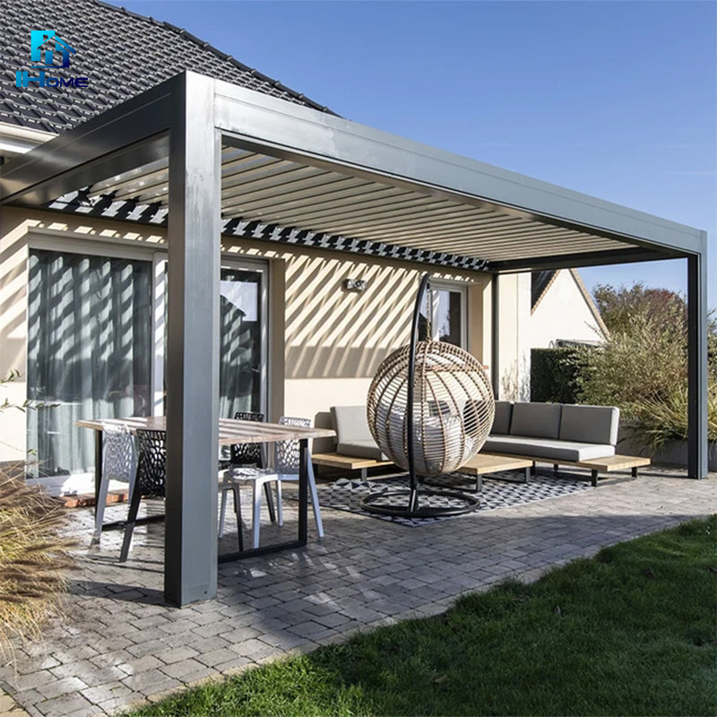 Customized Design Prefabricated Automatic Foldable Pergola Nordic Sun Rooms Balcone Garden Exterior Design Aluminum Veranda