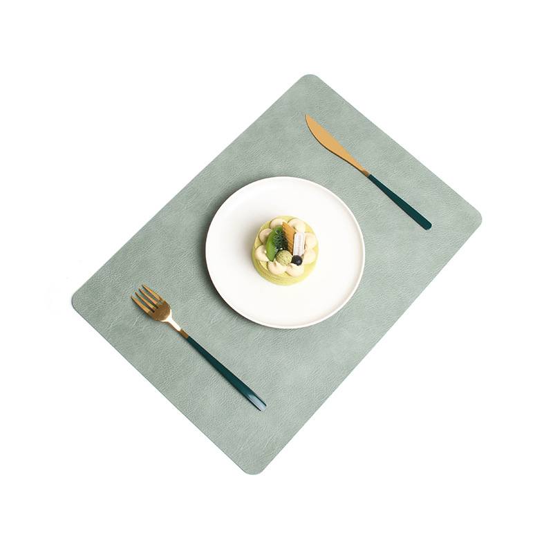 Rectangular Non-Slip Grain Heat-Insulating Mat Oil-Resistant Leather Table Mat for Bowl Placement
