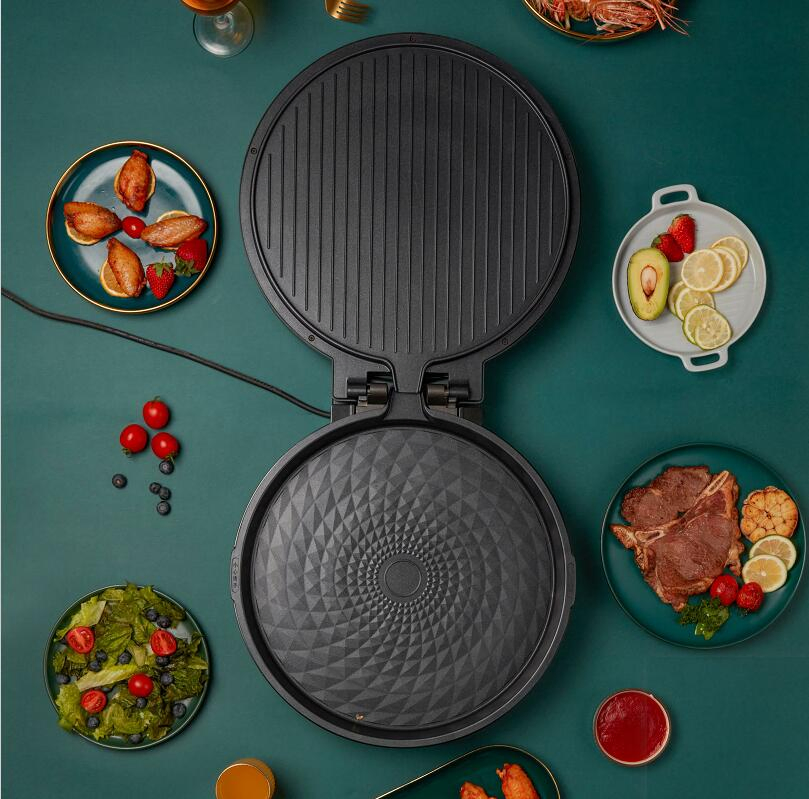 180 Degrees Electric Griddle Skillet Double Baking Pan Non-Stick Pizza Maker