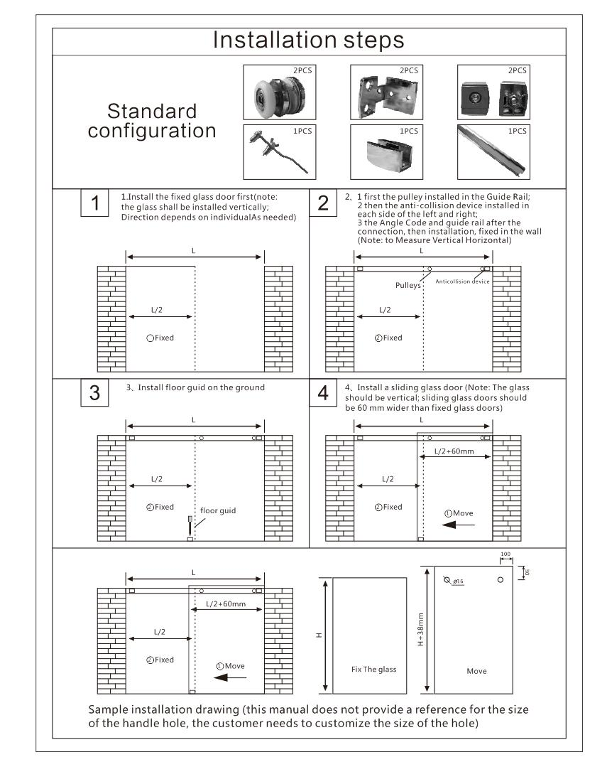 Bathroom Sliding Door Shower Aluminium Track Stainless Steel Roller