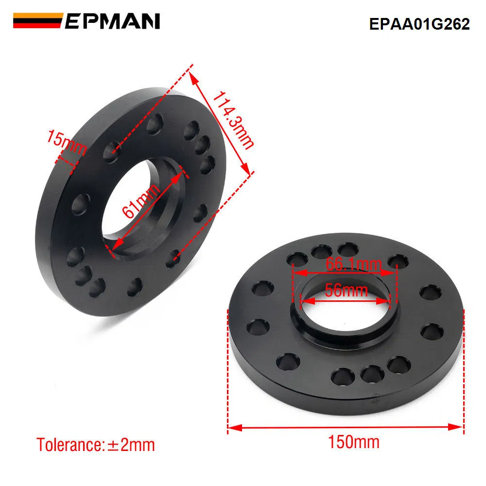 Epman 1 Pair 15mm Wheel Spacers for Nissan, 66.1mm Hub Centric, 5x114.3 PCD, T6061 Aluminum, Hard Anodized
