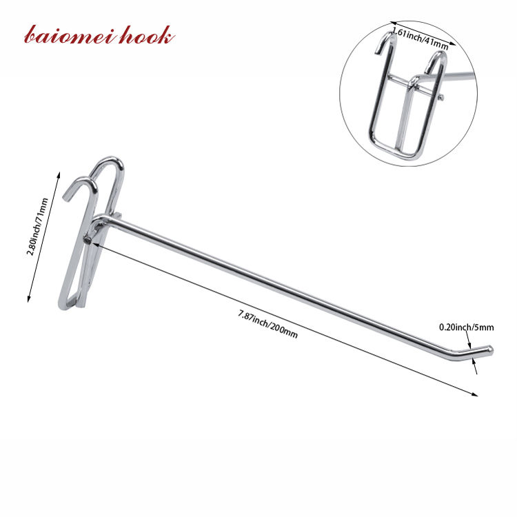 Metal Grid Single Wire Hook Meshwall Display Rack for Supermarket