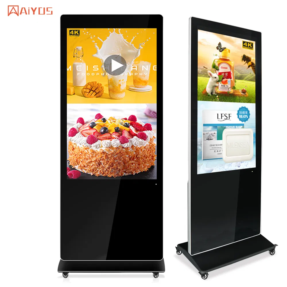 43 49 50 55 65 Inch Commercial LCD Floor Stand Smart Totem Kiosk Interactive Touch Screen Digital Signage Advertising Equipment