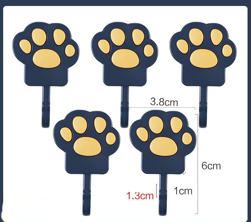 5PCS Cartoon Cat Claw Adhesive Traceless Cute Stick Hook