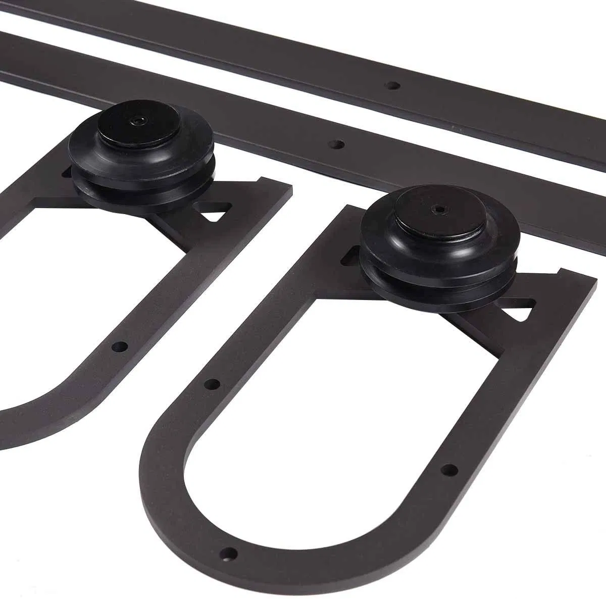Heavy-Duty Rail for Sliding Barn Door Carbon Steel Single Rail J-Shape Hangers for Super Smooth and Quiet Opening