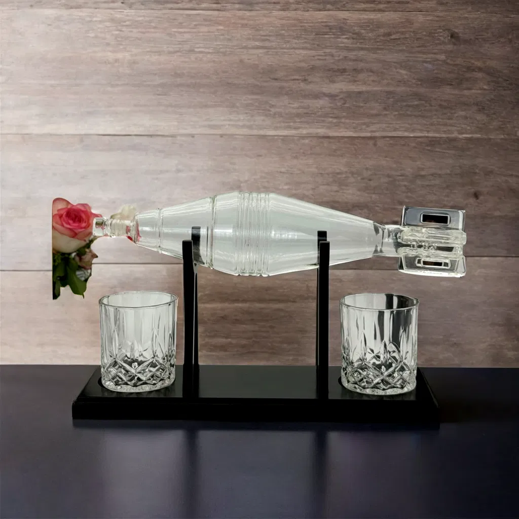 Handcrafted Clear Glass Wine and Whisky Decanter Set