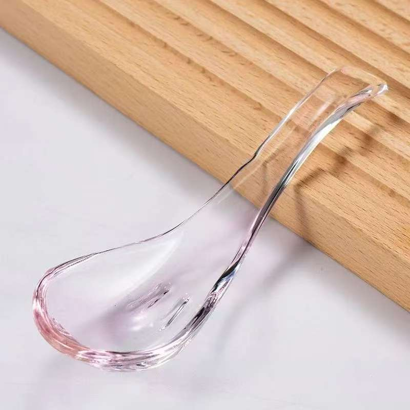 Customized High Borosilicate Glass Tableware Long Handle Rice Soup Spoon