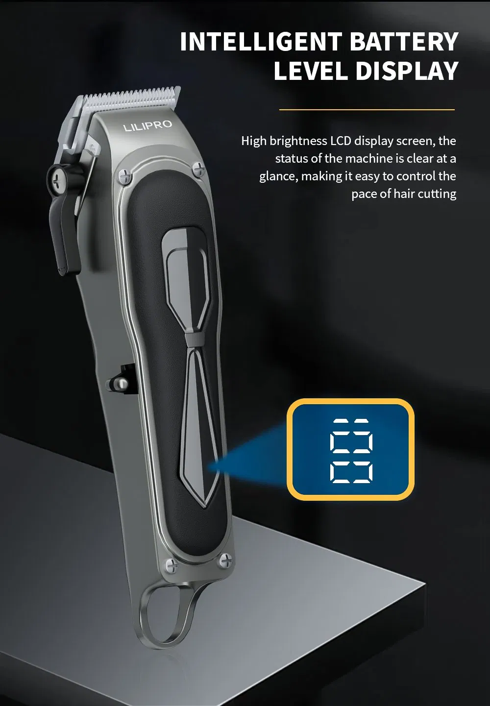 Lilipro L8 Professional Cordless Hair Clipper with LCD Digital Display Og Electricity